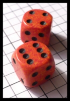 Dice : Dice - 6D Pipped - Orange on Orange Speckle with Black Pips - FA collection buy Dec 2010